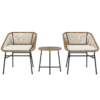 Rattan Bistro Set for Small Balcony with Cushions, Light Grey