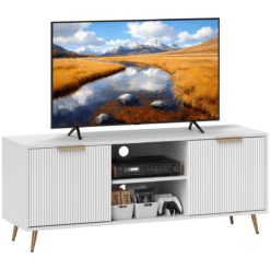Modern TV Stand Cabinet with Living Room Storage, White