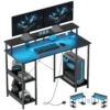 HOMCOM Computer Desk Reversible Home Office Desk with Storage Black HOMCOM Computer Desk Reversible Home Office Desk with Storage Black