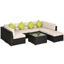 8 Piece Patio Rattan Sofa Set for Outdoor Garden, Brown
