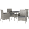 Outsunny Rattan Outdoor Dining Table and Chairs for 4, Light Grey
