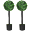 Set of 2 Artificial Boxwood Ball Trees in Pots – 60cm Indoor Outdoor Plants