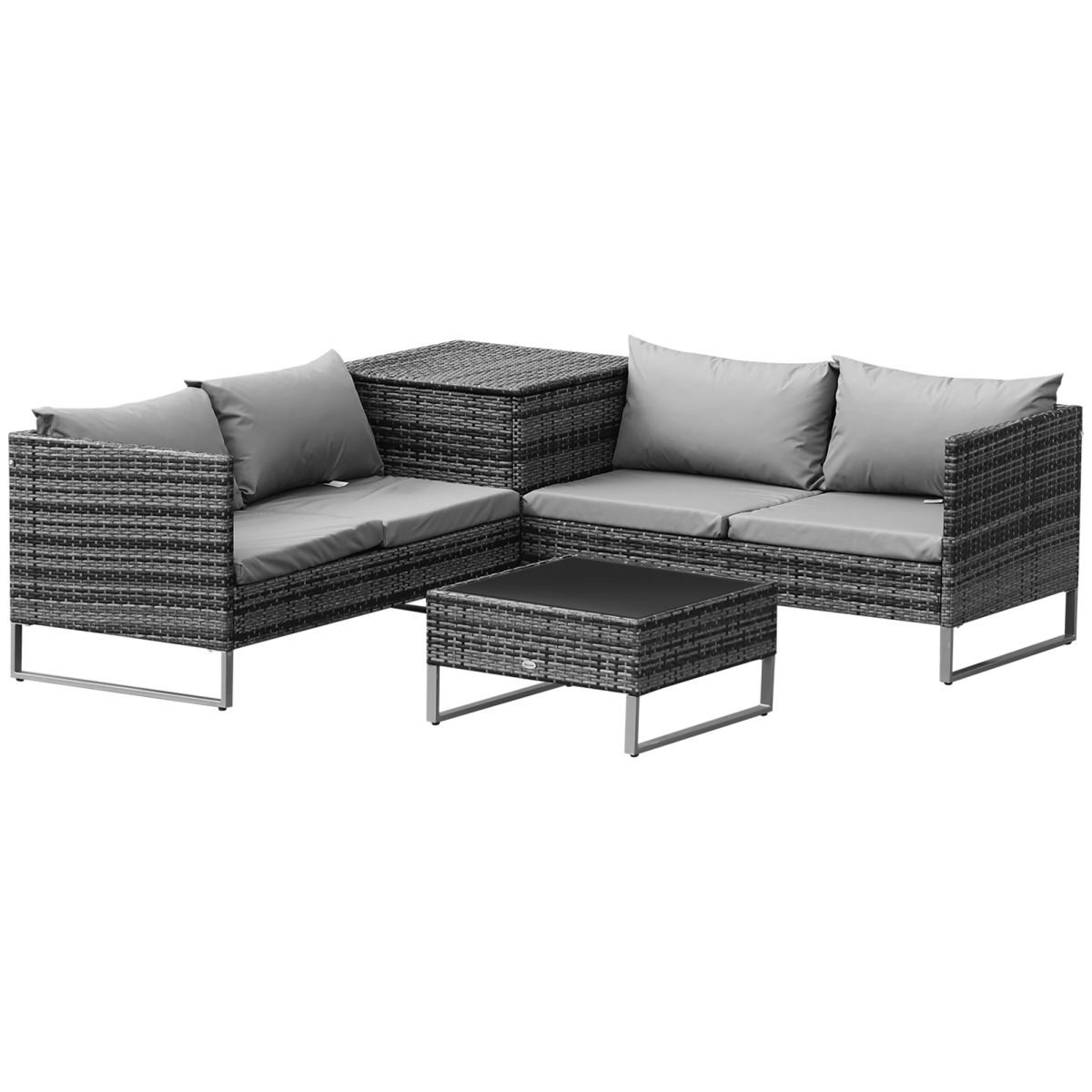 4-Piece PE Rattan Outdoor Garden Furniture Set Mixed Grey 4-Piece PE Rattan Outdoor Garden Furniture Set Mixed Grey