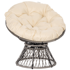 360° Swivel Rattan Papasan Moon Bowl Chair with Padding