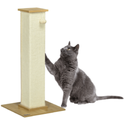 80cm Sisal Rope Cat Scratching Post with Toy Ball, White