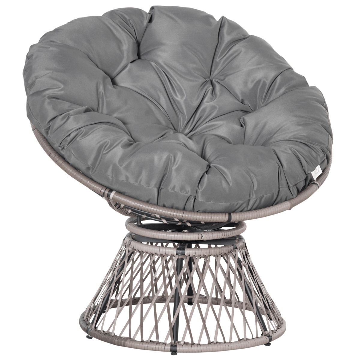 360??Swivel Rattan Papasan Moon Bowl Chair Round Outdoor Padded-Grey Outsunny 360??Swivel Rattan Papasan Moon Bowl Chair Round Outdoor Padded-Grey Outsunny