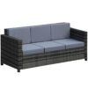 3-Seater Weather Resistant Outdoor Garden Rattan Sofa Grey 3-Seater Weather Resistant Outdoor Garden Rattan Sofa Grey