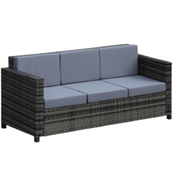 3-Seater Weather-Resistant Outdoor Rattan Sofa, Grey