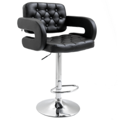 Adjustable Height PU Leather Bar Stool with Steel Pole