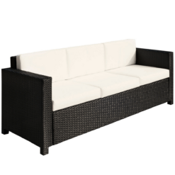 3 Seater Rattan Garden Sofa, Black