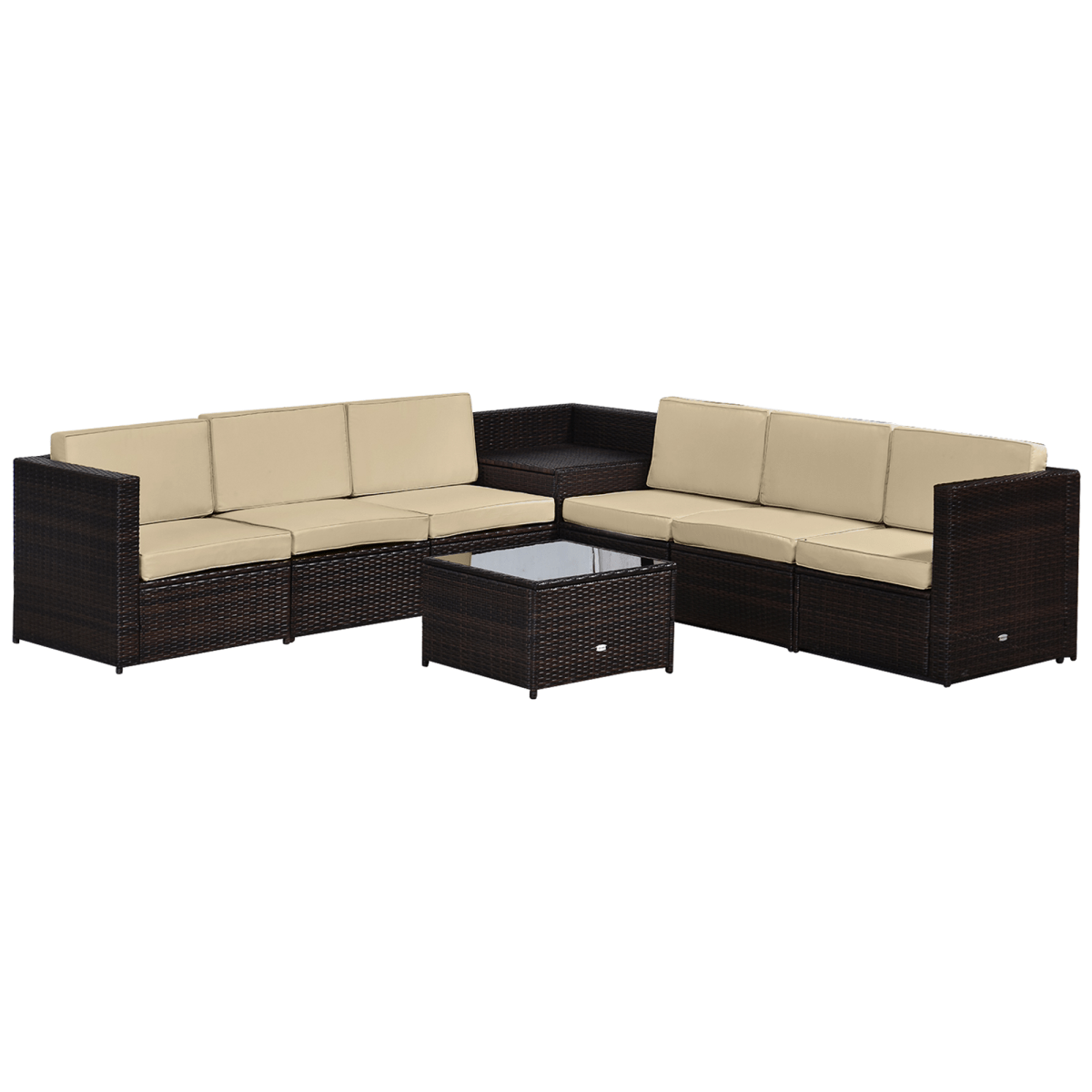 Outsunny 6-Seater Rattan Sofa Furniture Set W/Cushions, Steel Frame-Brown Outsunny 6-Seater Rattan Sofa Furniture Set W/Cushions, Steel Frame-Brown