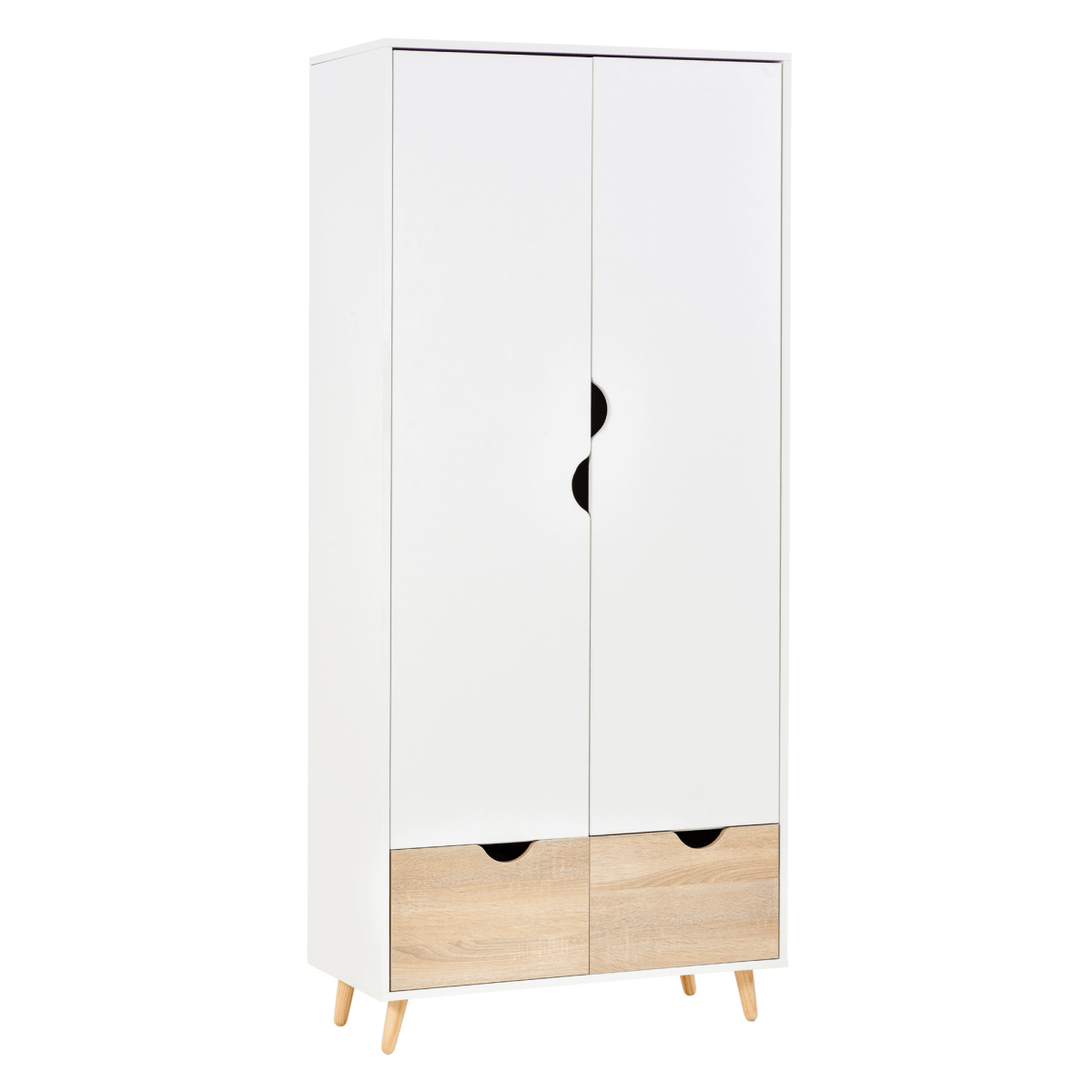 Particle Board 2-Drawer Wardrobe White/Oak Particle Board 2-Drawer Wardrobe White/Oak