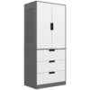 2 Door Grey Wardrobe with 3 Drawers and Hanging Rail