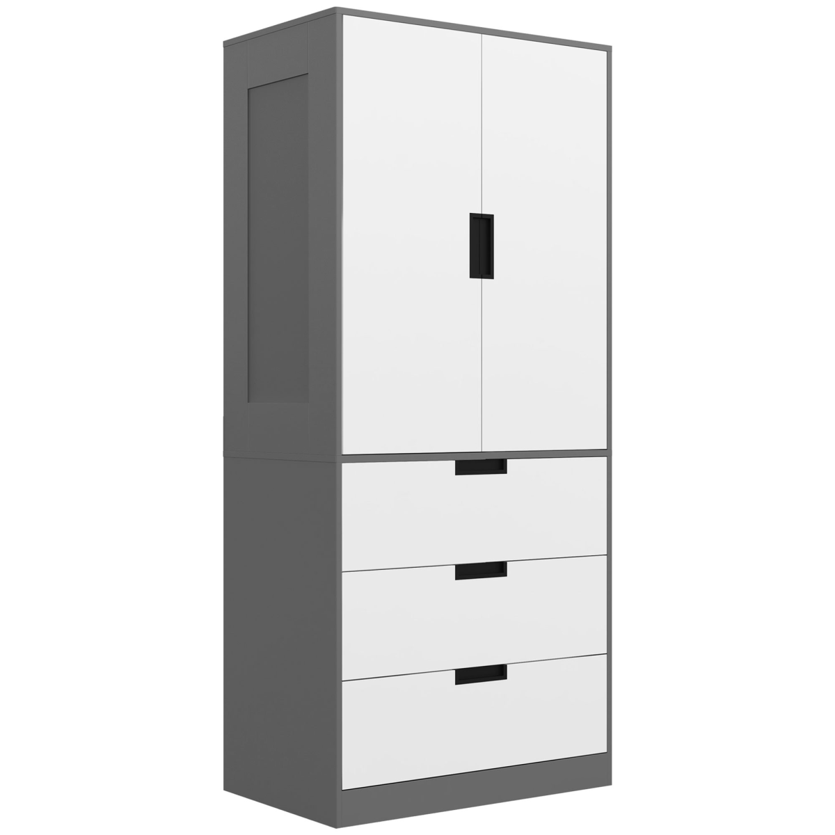 2 Door Grey Wardrobe with 3 Drawers and Hanging Rail 2 Door Grey Wardrobe with 3 Drawers and Hanging Rail