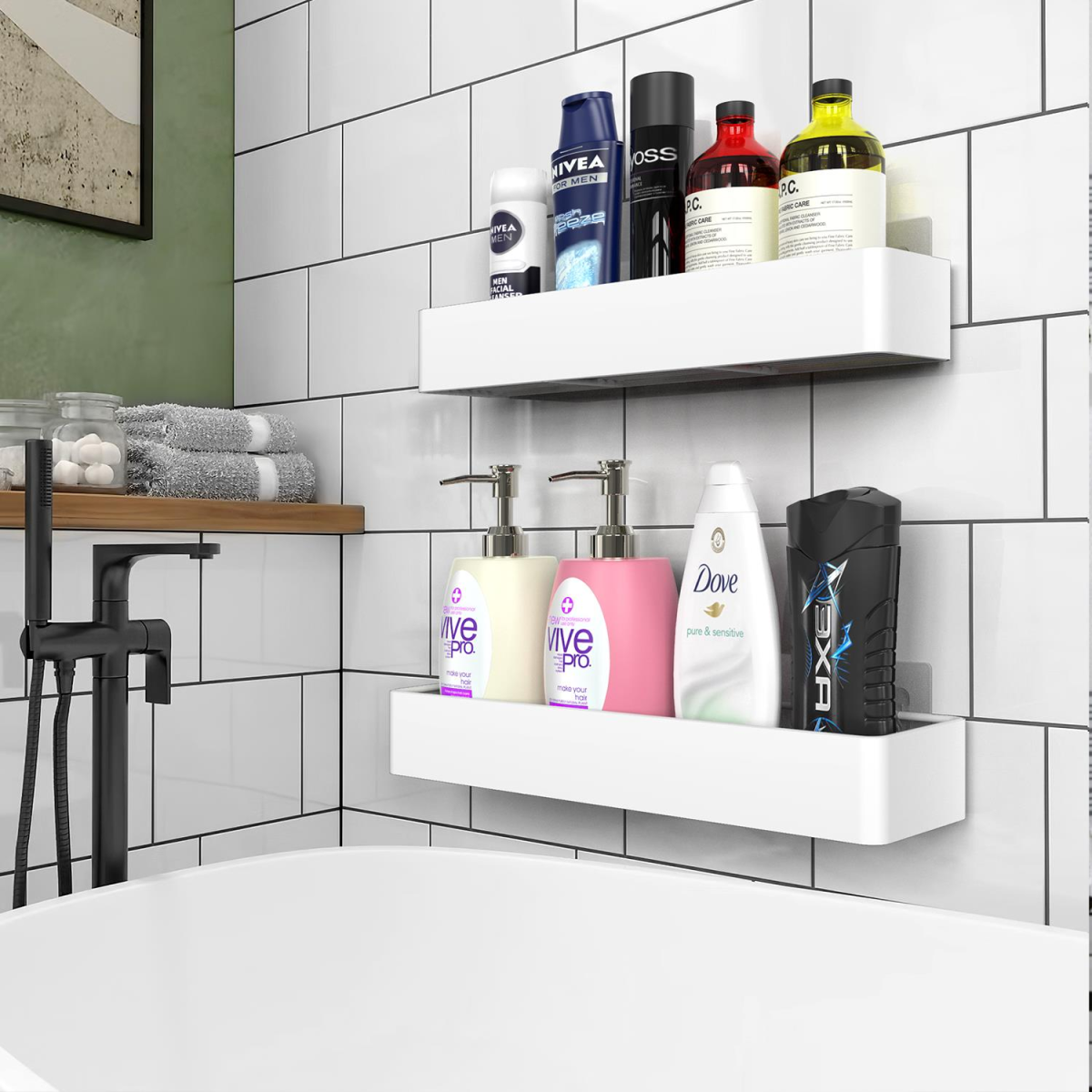 VINSANI 2pc WHITE SHOWER CADDY 1010504 VINSANI 2pc WHITE SHOWER CADDY 1010504