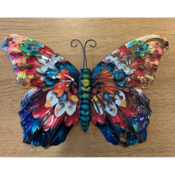 Alternative view of Vibrant Floral Metal Butterfly Wall Art