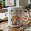 Dont Touch My Mug Ok Cat With Knife Graphic Ceramic Coffee Mug 320ml White - Image 2