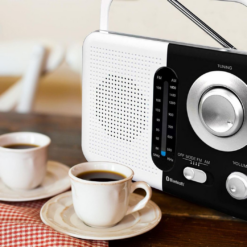 Alternative view of AM/FM Bluetooth Radio with USB & SD Card Slot - Black/White
