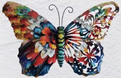 Vibrant Floral Metal Butterfly Wall Art