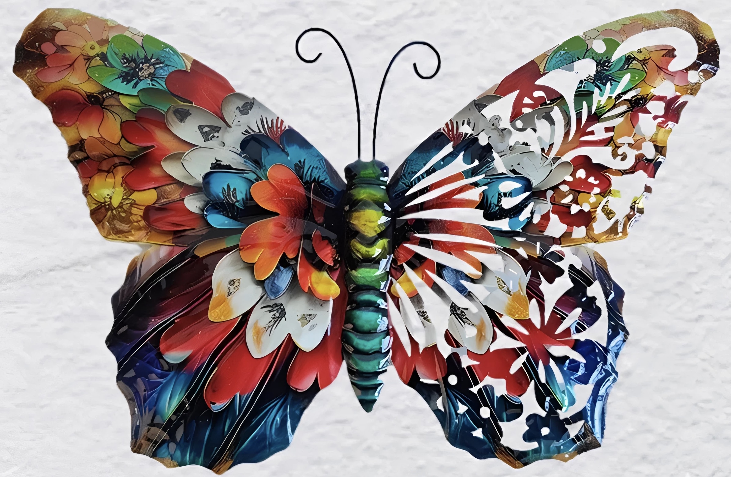 Vibrant Floral Metal Butterfly Wall Art Vibrant Floral Metal Butterfly Wall Art