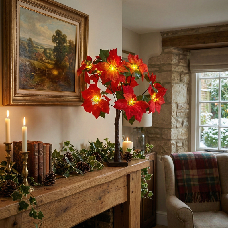 Free Standing LED Poinsettia Tree Free Standing LED Poinsettia Tree