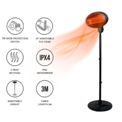 Alternative view of Adjustable Height Indoor & Outdoor Use Waterproof Patio Heater - Quartz