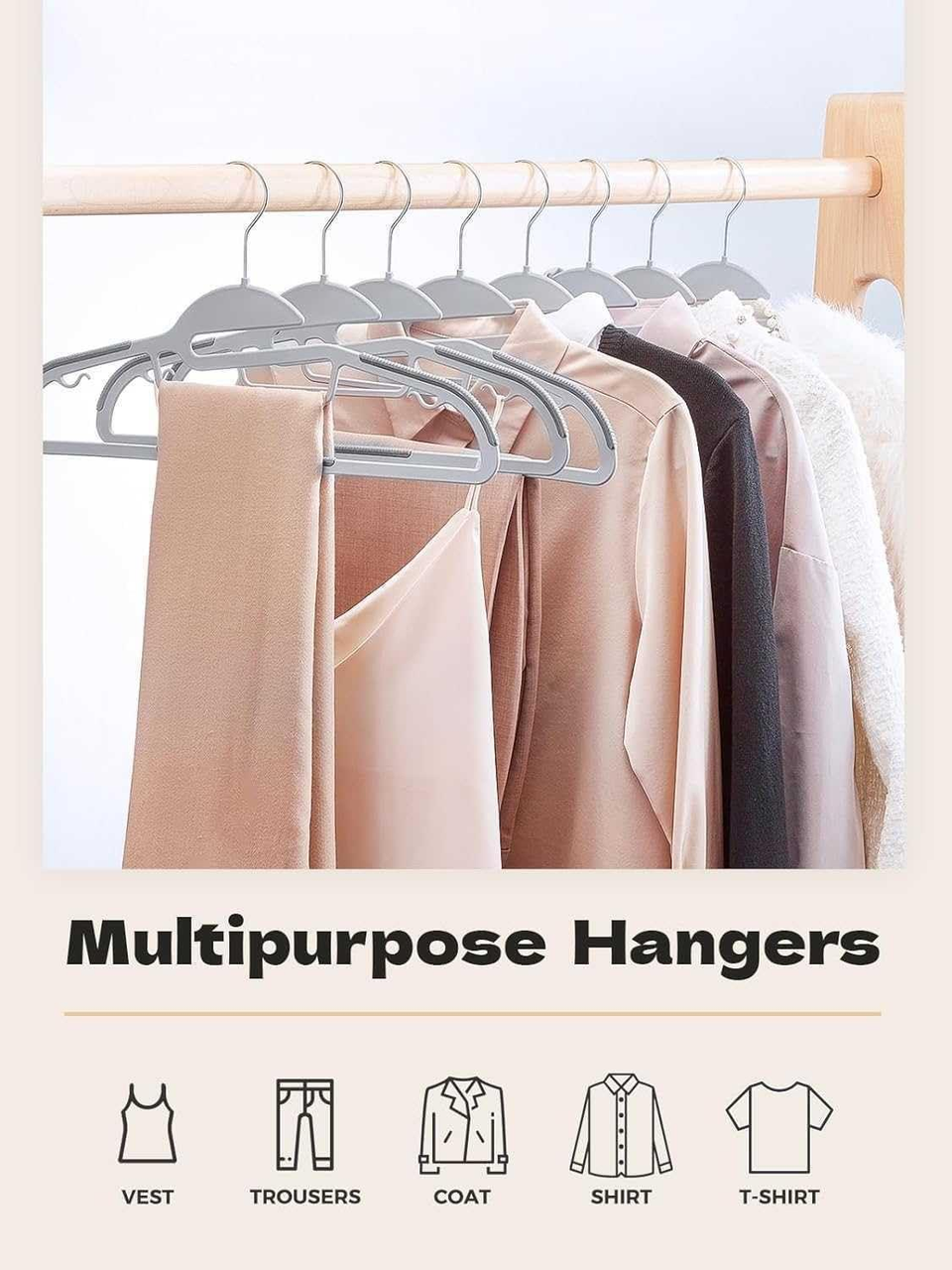 Belofay 50 Pack White Plastic Coat Hangers Non Slip Heavy Duty Adult Clothes Belofay 50 Pack White Plastic Coat Hangers Non Slip Heavy Duty Adult Clothes - Image 5