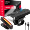 Dyzi Bike Lights - USB Rechargeable Ultra Bright Front & Back Bike Light Sets - 4 Light Modes With Daylight Sensor - Easy to Fit and Mount LED Bicycle Lights