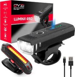 DYZI USB Rechargeable Front & Rear Bike Light Set – 4 Modes