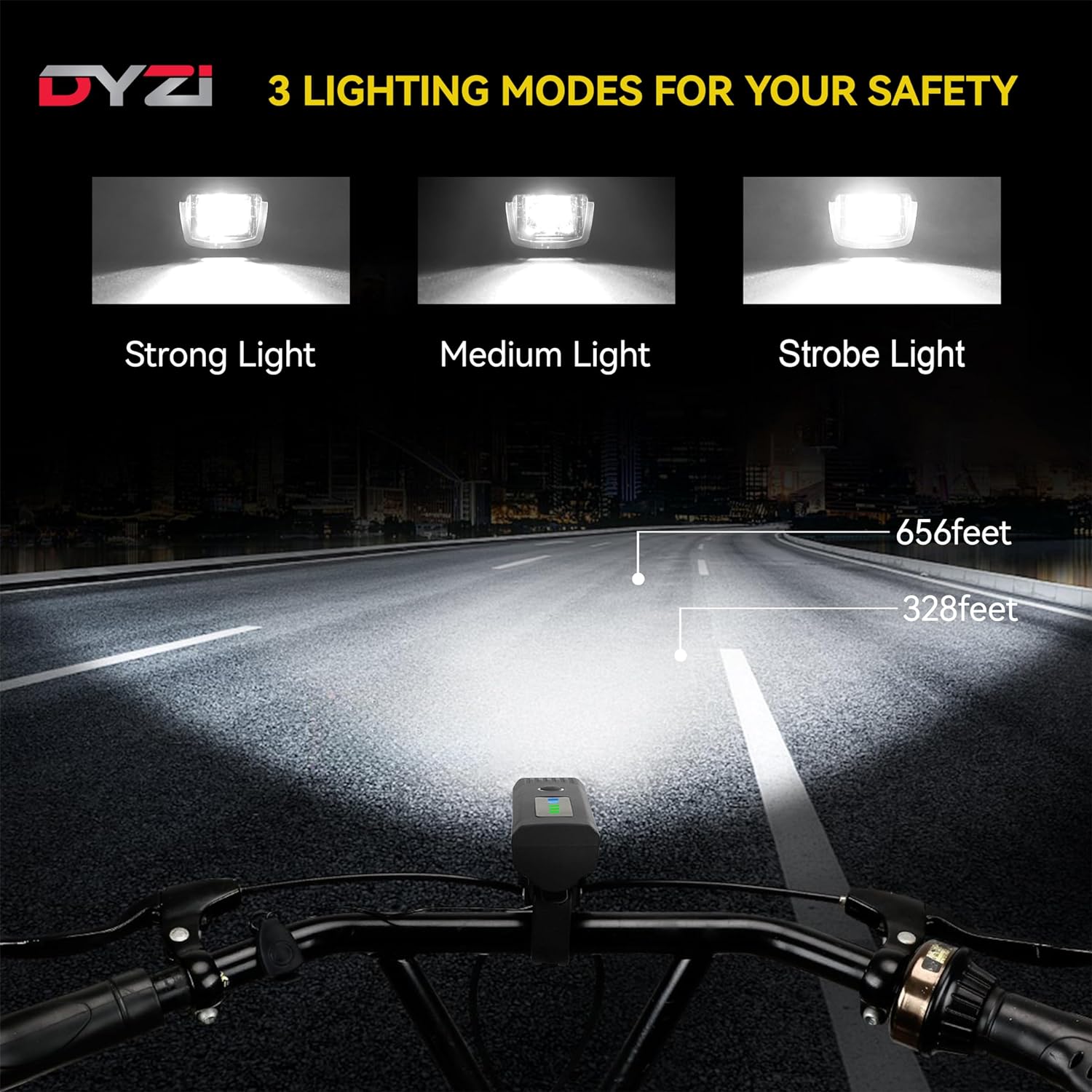 Dyzi Bike Lights - USB Rechargeable Ultra Bright Front & Back Bike Light Sets - 4 Light Modes With Daylight Sensor - Easy to Fit and Mount LED Bicycle Lights Dyzi Bike Lights - USB Rechargeable Ultra Bright Front & Back Bike Light Sets - 4 Light Modes With Daylight Sensor - Easy to Fit and Mount LED Bicycle Lights - Image 5