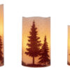 Set of 3 Woodland Design LED Candles
