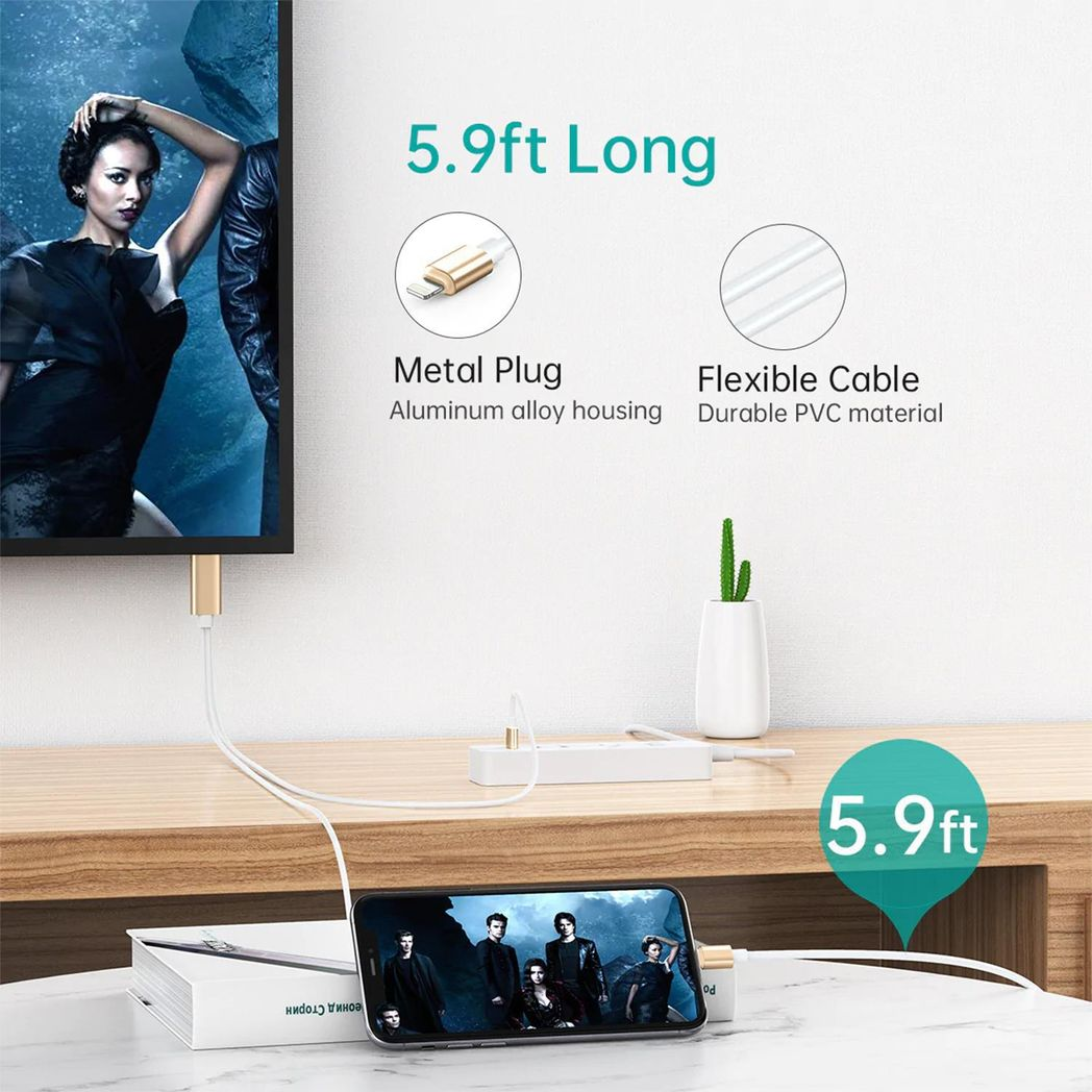 Aquarius Full HD Support HDMI Connector Cable for Phone/Pad Gold Aquarius Full HD Support HDMI Connector Cable for Phone/Pad Gold - Image 3