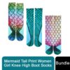 Mermaid Tail Print Women Girl Knee High Boot Socks