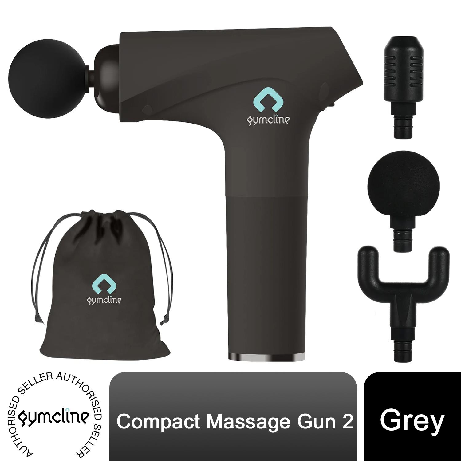 Gymcline Massage Gun Compact Size with 1500mAh Battery & 3 Speed Modes, Grey Gymcline Massage Gun Compact Size with 1500mAh Battery & 3 Speed Modes, Grey