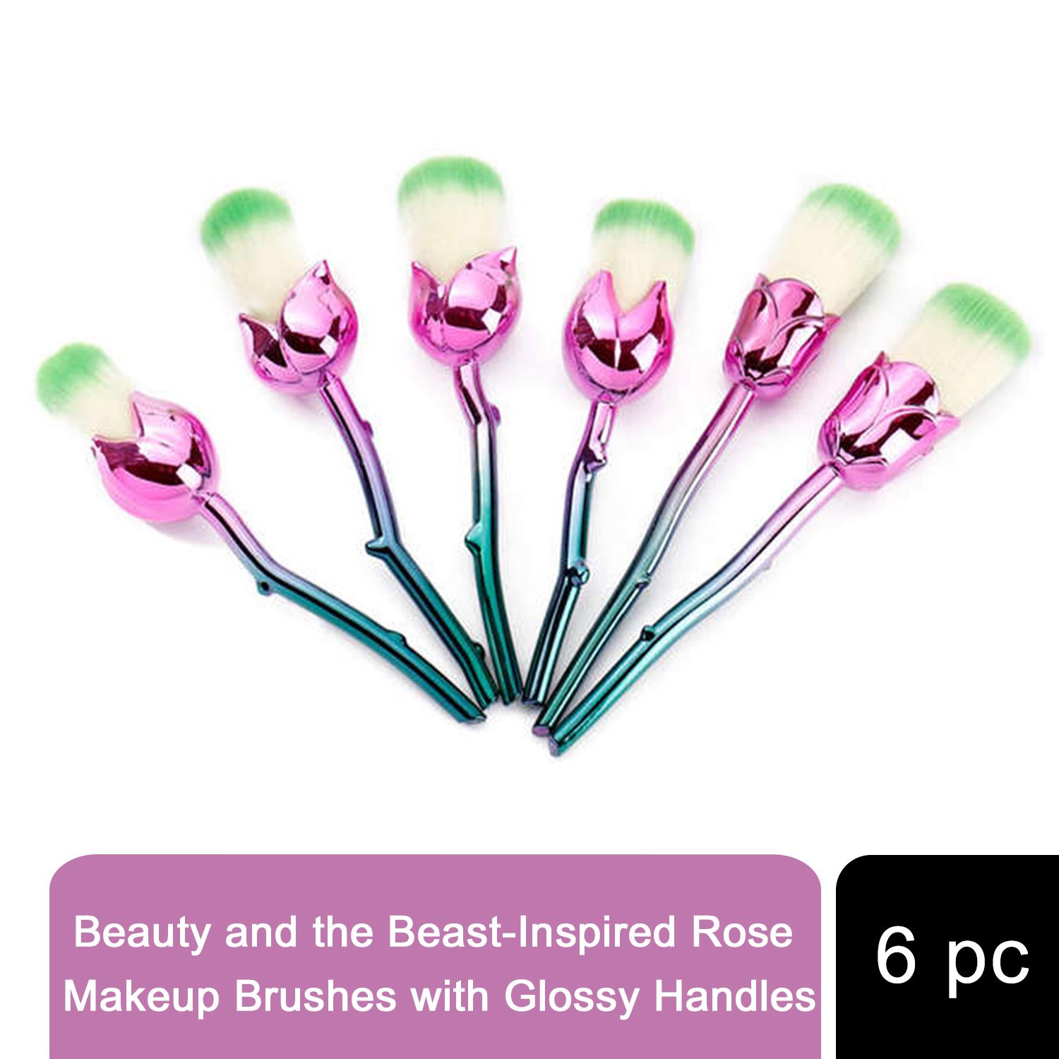 Beauty and the Beast-Inspired Rose Makeup Brushes with Glossy Handles Beauty and the Beast-Inspired Rose Makeup Brushes with Glossy Handles