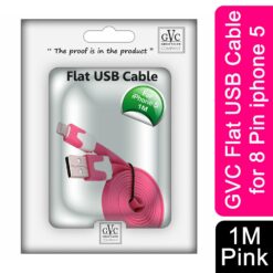 1 Metre Tangle - Free Flat USB to 8 Pin Cable for Syncing & Charging, Pink