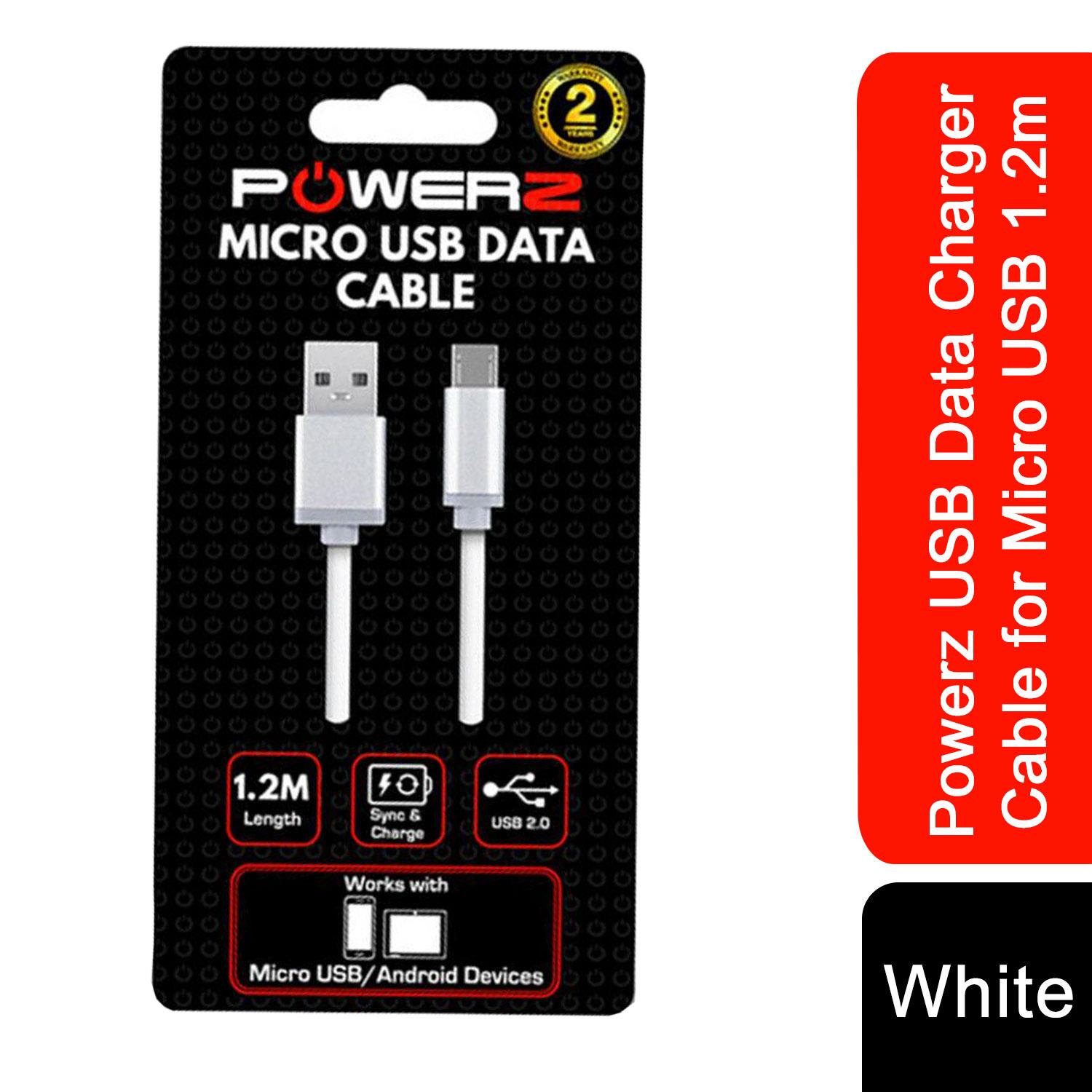 Powerz USB Data Charger Cable for Micro USB 1.2m - White Powerz USB Data Charger Cable for Micro USB 1.2m - White