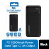 FX 20000 mAh Powerbank with Type-C 3A Output, Black