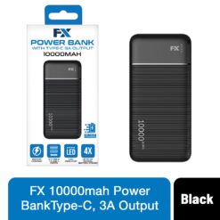 10, 000 mAh Power Bank with Type - C 3A Output, Black