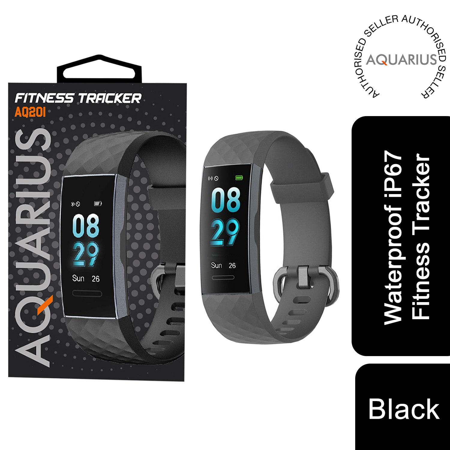 Aquarius IP67 Waterproof Bluetooth Fitness Tracker with Heart Rate Monitor and Step Counter - Black Aquarius IP67 Waterproof Bluetooth Fitness Tracker with Heart Rate Monitor and Step Counter - Black