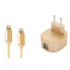 FX Multicoloured Dual USB Mains Charger 2.4 AMP Plug (EU), Gold - Image 4
