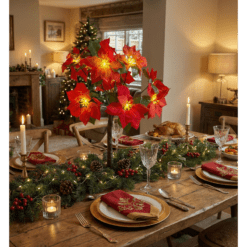 Alternative view of Free Standing LED Poinsettia Tree