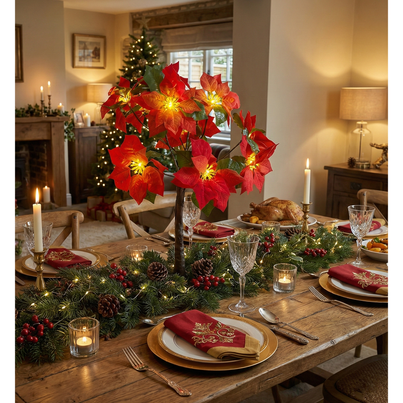 Free Standing LED Poinsettia Tree Free Standing LED Poinsettia Tree - Image 2