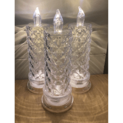 Alternative view of Clear LED Candle with Reflection - Set of 3