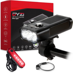 DYZI ALUMINATE-3000 USB Rechargeable Front & Rear Bike Light Set