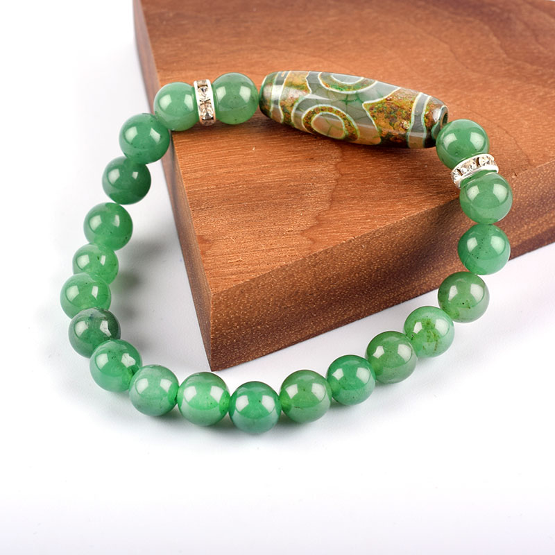 Natural Green Dongling Three-eyed Dzi Beads Bracelet Women Tibetan Buddha Agate Prayer Meditation Wish Jewelry for Man Gift Natural Green Dongling Three-eyed Dzi Beads Bracelet Women Tibetan Buddha Agate Prayer Meditation Wish Jewelry for Man Gift - Image 2