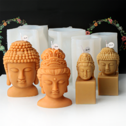 Alternative view of 3D Large Buddha Head Statue Candle Silicone Mold DIY Meditation Guanyin Buddha Aromatherapy Gypsum Effigy Making Mold Religious