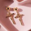 WOMENS FLOWER CROSS EARRINGS LUXURY WOMENS FLOWER CROSS EARRINGS LUXURY