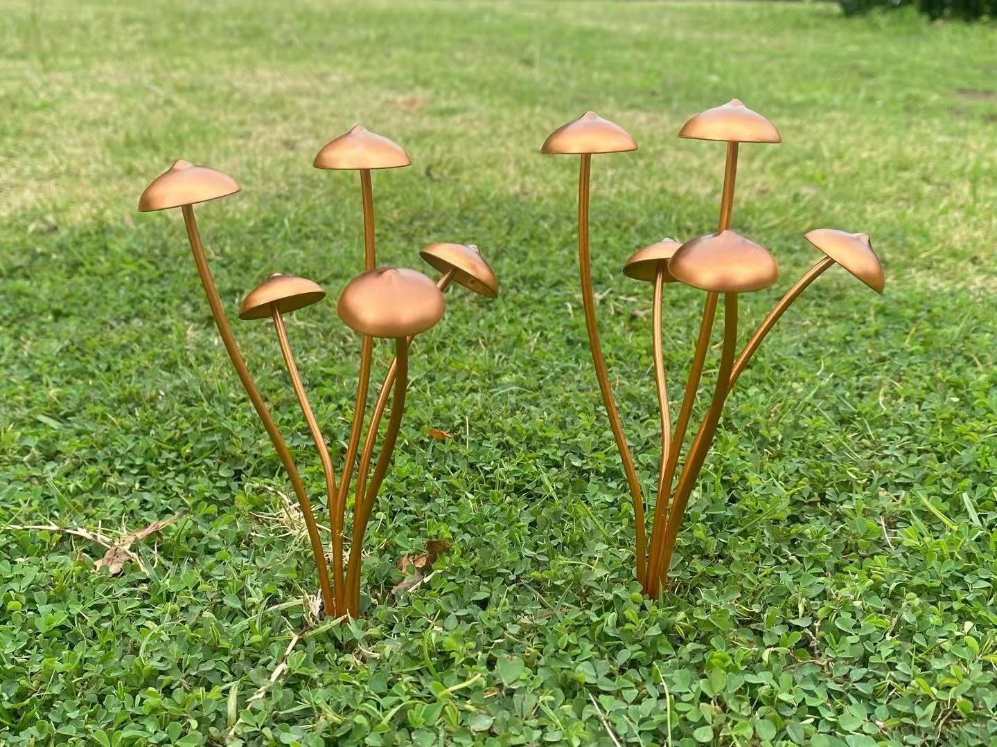 Copper Finish Mushroom Garden Stake Set of 2 Copper Finish Mushroom Garden Stake Set of 2 - Image 3