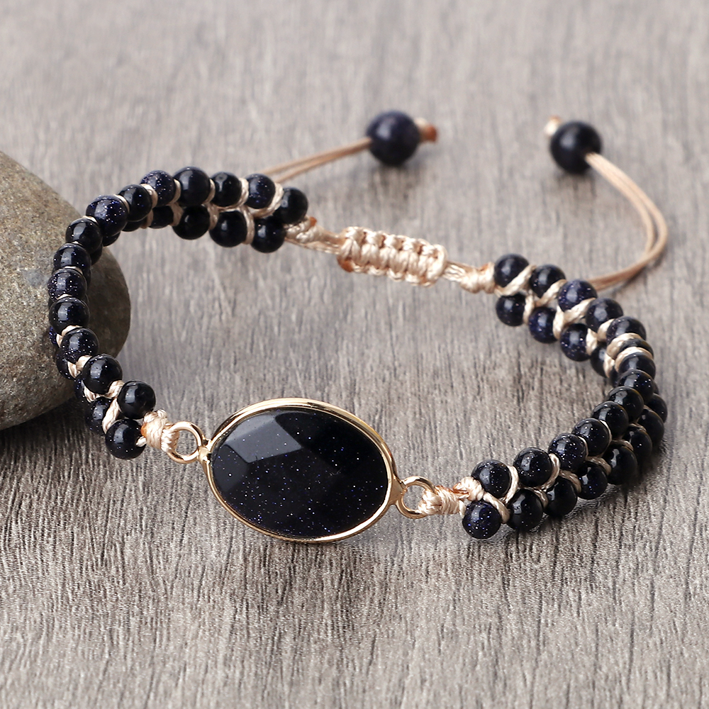 Natural Blue Sandstone Tibetan Buddha Bracelets 4mm Natural Stone Charm Pendant Bracelet & Bangle Fashion Women Men Jewelry Gift Natural Blue Sandstone Tibetan Buddha Bracelets 4mm Natural Stone Charm Pendant Bracelet & Bangle Fashion Women Men Jewelry Gift - Image 3